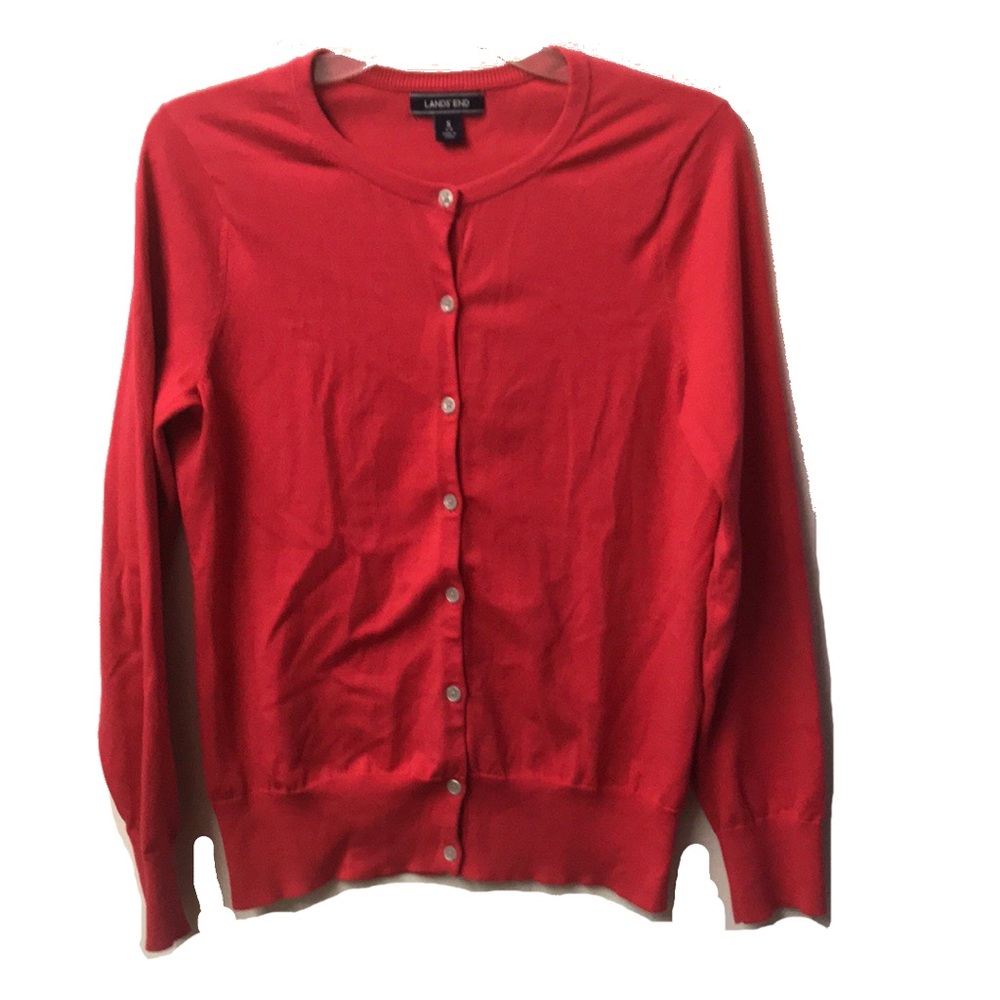 Land’s End, sz S, NWOT, Red, button-up sweater
